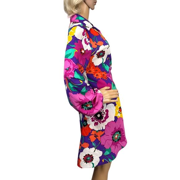 Bucket List Bold Floral Wrap Dress Swim Cover Up Jewel Tones Size S Resort Wear - Picture 2 of 9